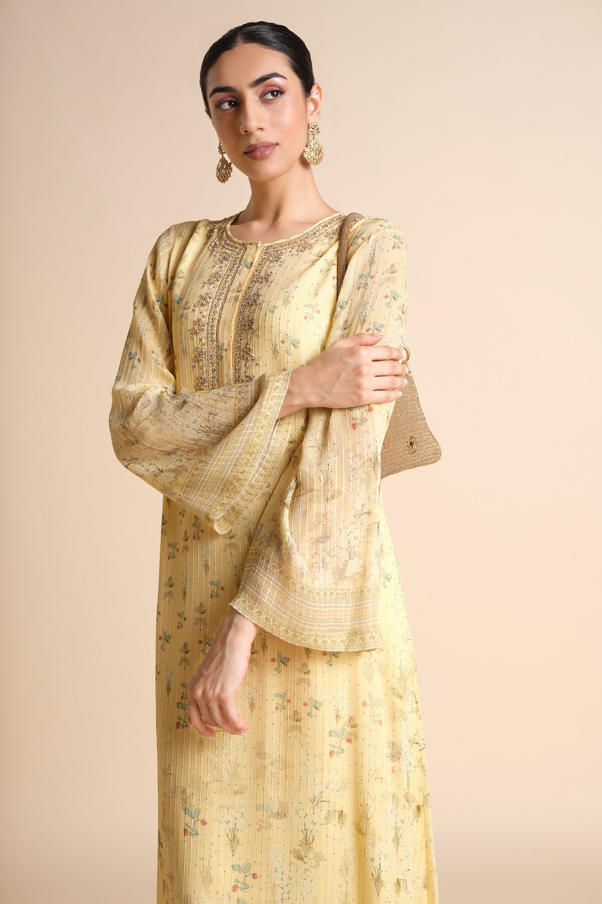 Hana Printed Kaftan - Yellow, Yellow, image 4